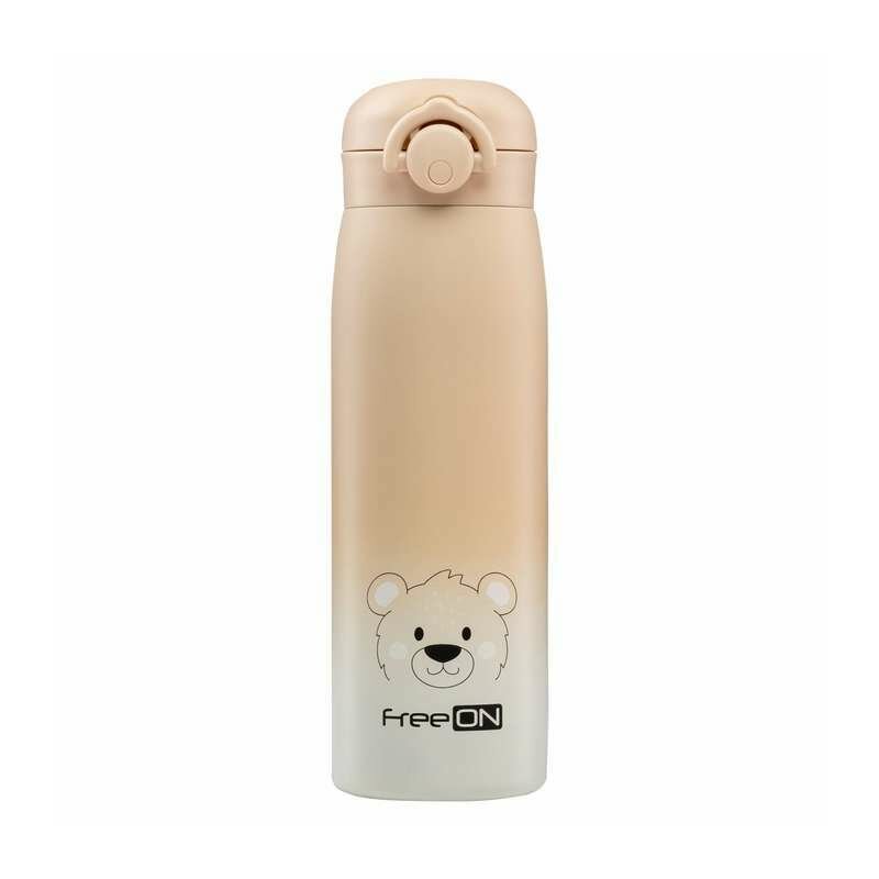 Termos lichide, FreeON, Din otel inoxidabil, Cu mentinere de temperatura de pana la 12 ore, 480 ml, Beige