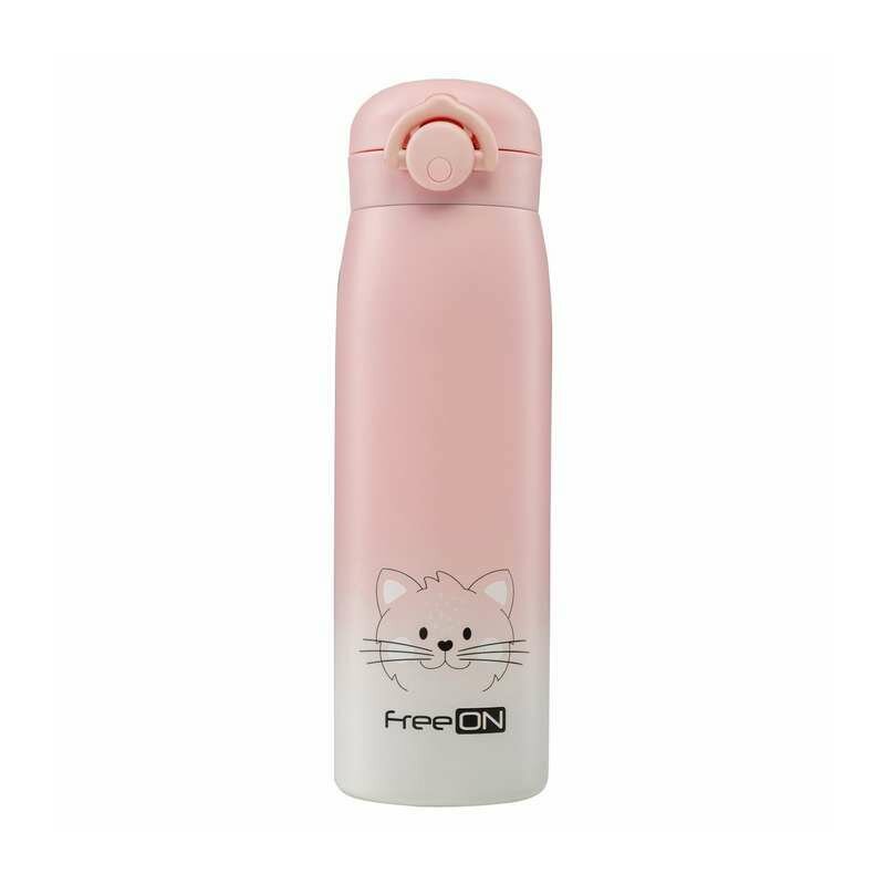 Termos lichide, FreeON, Din otel inoxidabil, Cu mentinere de temperatura de pana la 12 ore, 480 ml, Pink