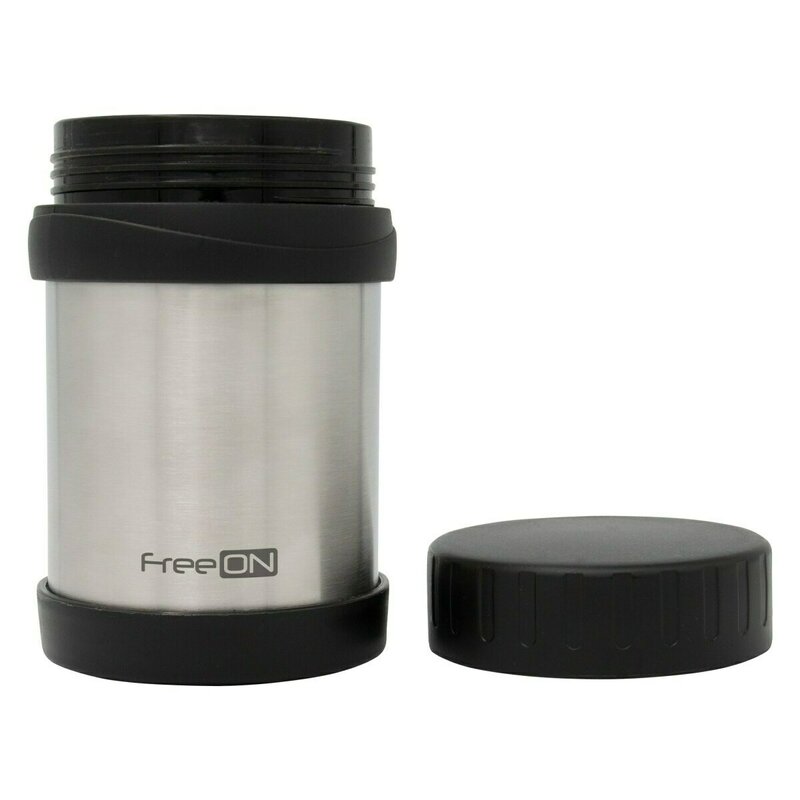 Termos pentru mancare solida, din otel inoxidabil, 350 ml, freeon, gri