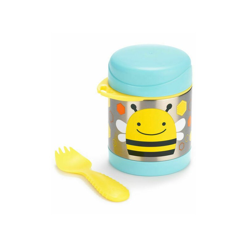 Termos, Skip Hop, Pentru alimente, Mentine cald 7h si rece 5h, Include si o lingura/furculita, Fara BPA, Conform cu standardul de securitate EN14372, 325 ml, 0 luni+, Albinuta, Resigilat