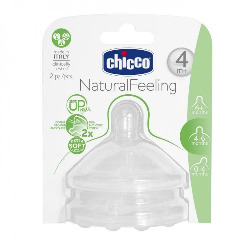 Chicco - tetina silicon step up, flux reglabil, 4luni+, 2buc