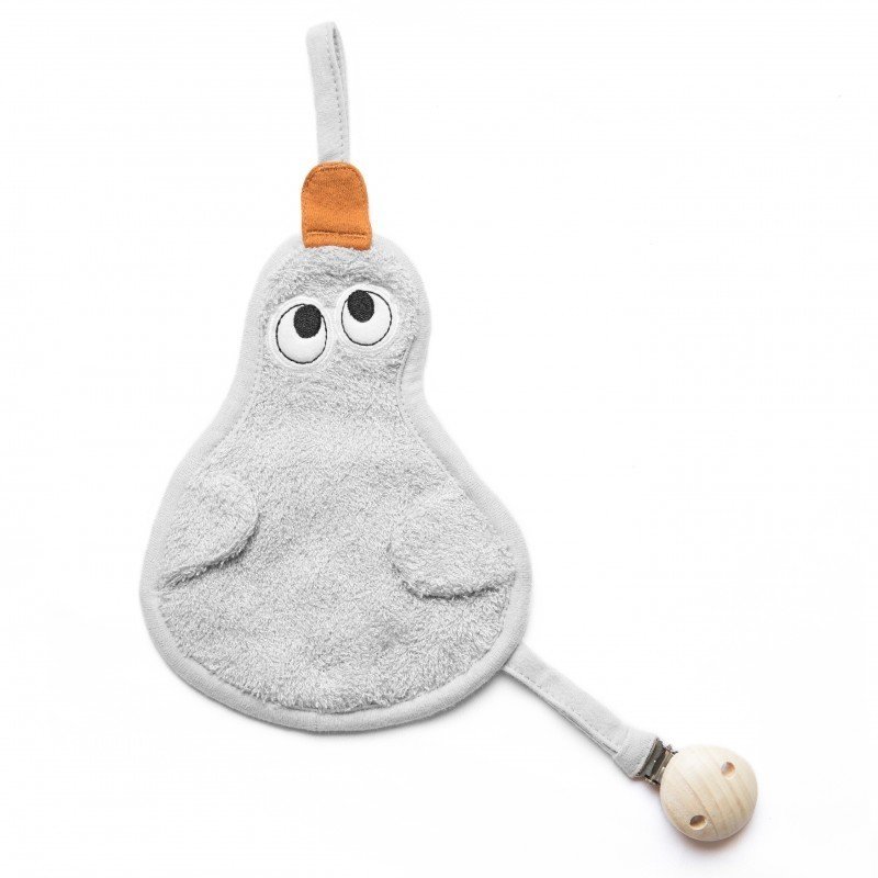 Timboo - textil din bambus pentru dentitie cu agatatoare suzeta din lemn para, silver grey