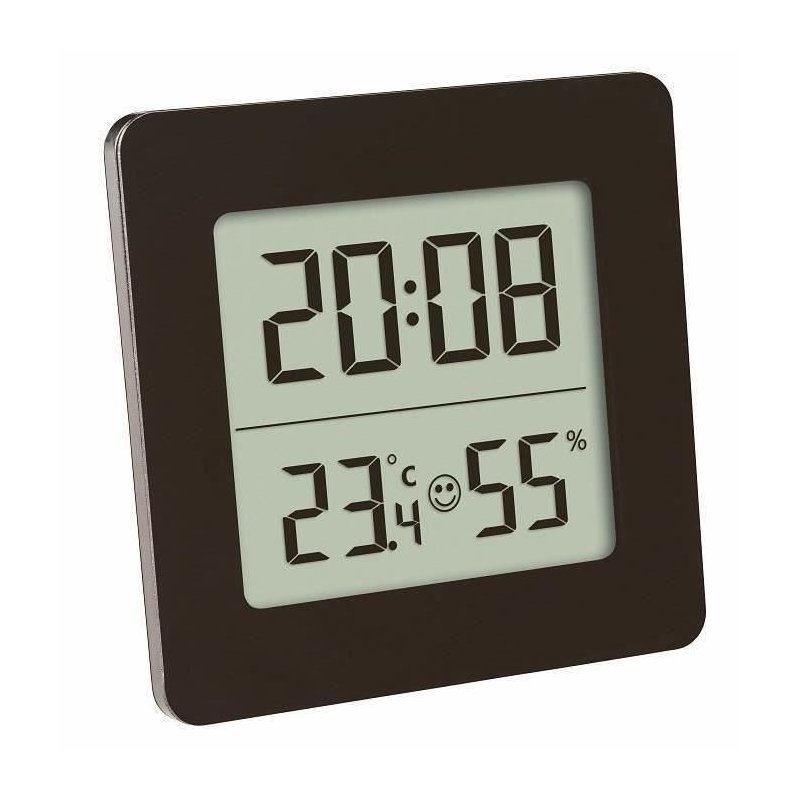 Tfa - Termometru si higrometru digital cu ceas si alarma, Negru