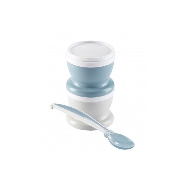 Thermobaby - set 2 recipiente cu capac si lingurita myosotis blue