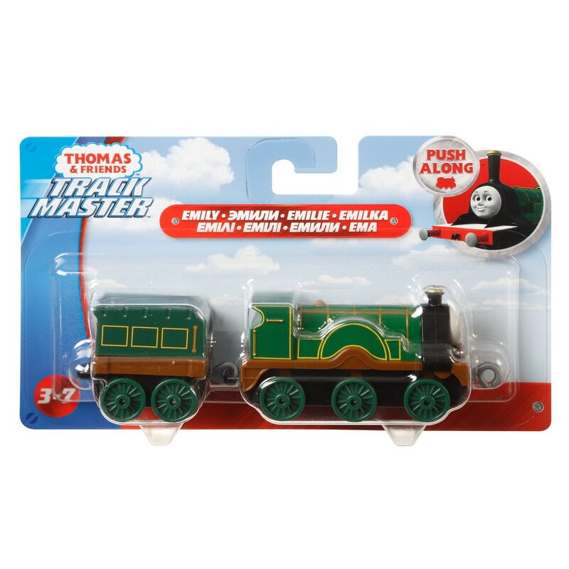 Mattel - Locomotiva Emily , Thomas and Friends, Cu vagon, Push along