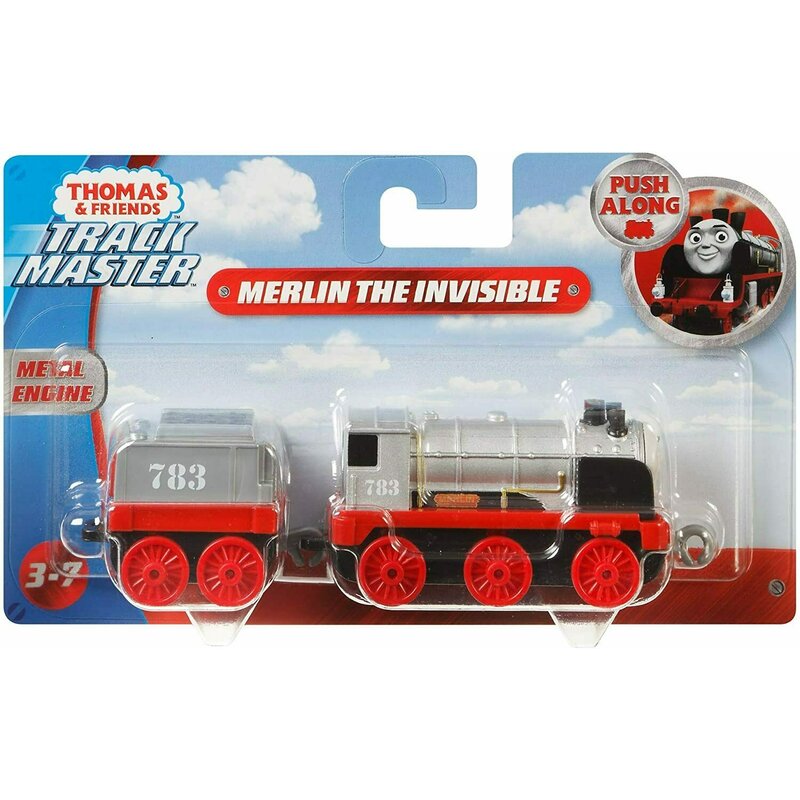 Mattel - Locomotiva Merlin , Thomas and Friends , Cu vagon, Push along