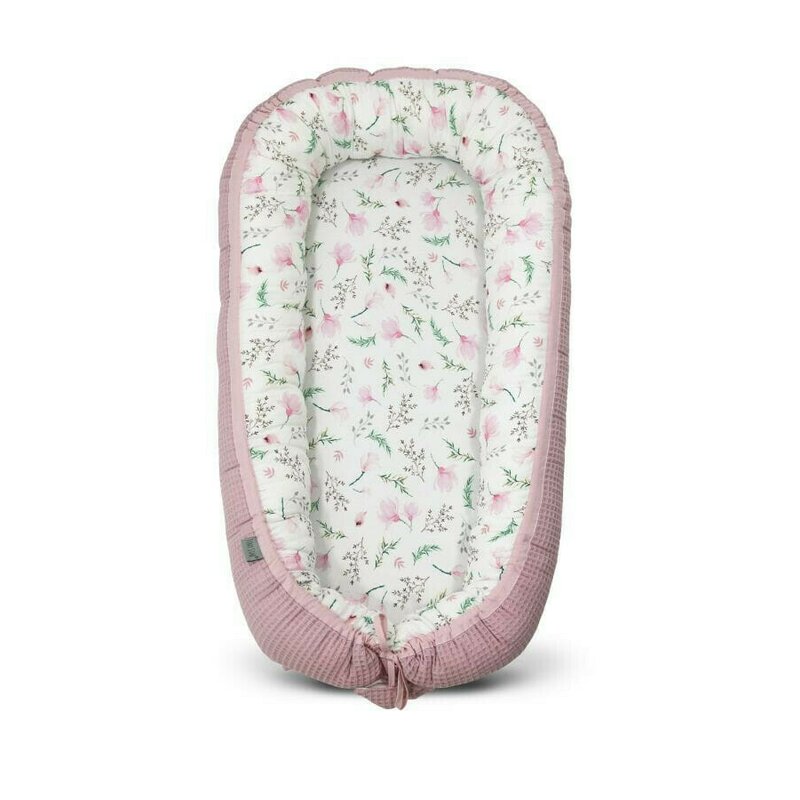 Tiny star - Babynest Bambus Floral, Cuib Pentru Bebelusi, Ajustabil, Portabil, Reductor