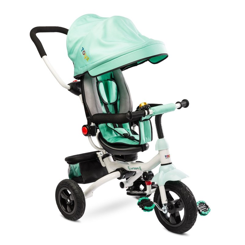 Toyz - Tricicleta Wroom cu scaun reversibil, Cu mecanism de pedalare libera, Suport picioare, Control al directiei, Pliabila, Turcoaz