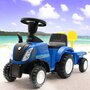 Tractor, Baby Mix, New Holland, Cu remorca detasabila, Cu sunete si claxon, Include lopata si grebla, Pana la 25 kg, 12-36 luni, Blue - 2