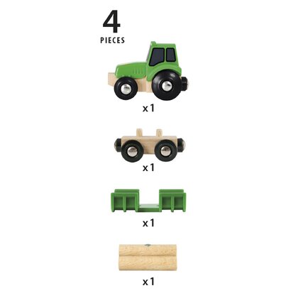 BRIO - Vehicul de lemn Tractor , Cu incarcatura