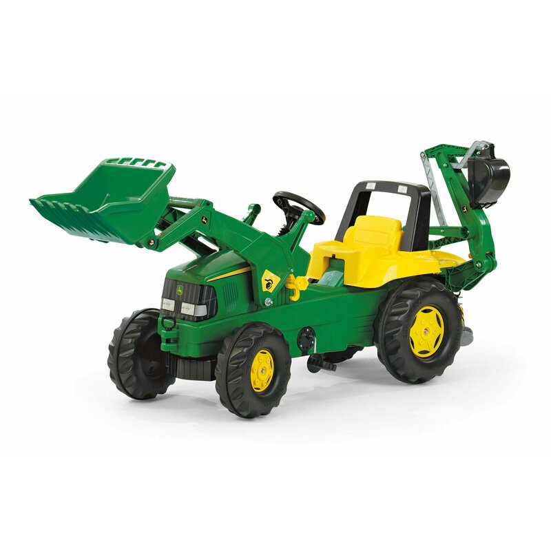 Tractor cu pedale john deere buldoexcavator , rollyjunior john deere, verde