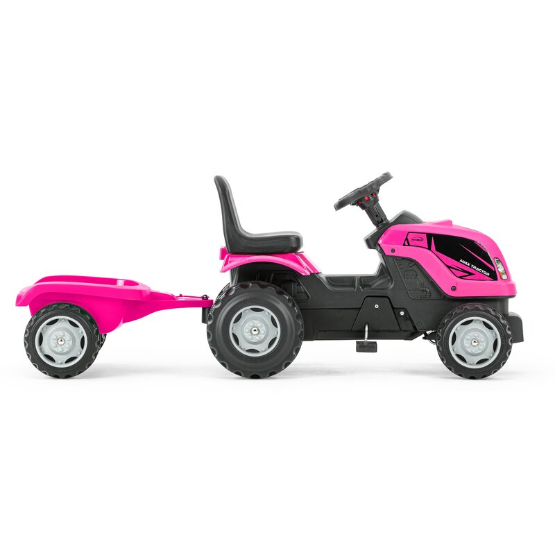 Micromax - tractor cu pedale si remorca mmx roz