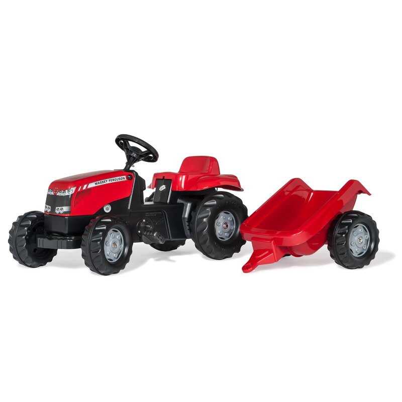 Tractor cu pedale si remorca, rollykid mf, rosu