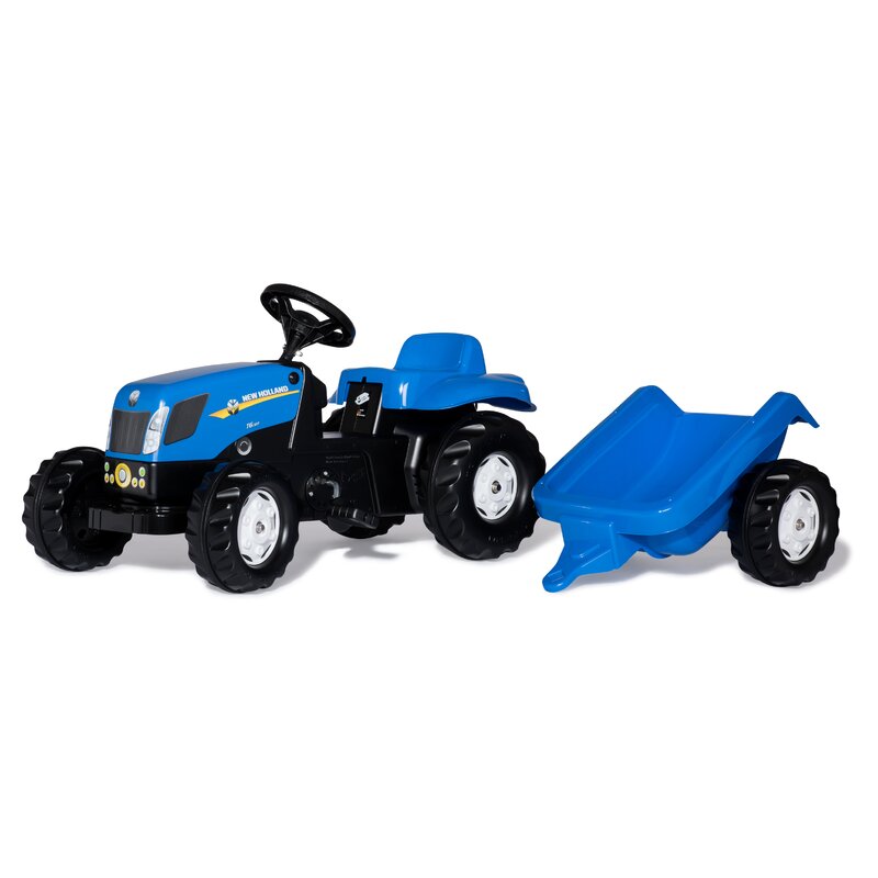 Tractor cu pedale si remorca, rollykid new holland, albastru