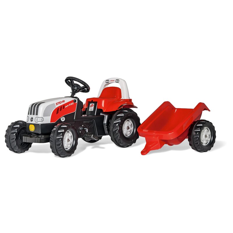 Tractor cu pedale si remorca, rollykid steyr 6165 cvt, rosu