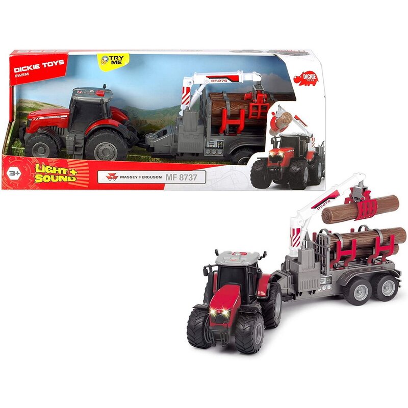 Simba - Tractor Massey Ferguson 8737 , Cu remorca, Multicolor