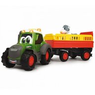 Dickie Toys - Tractor Happy Fendt Animal Trailer,  Cu remorca, Cu figurina vaca