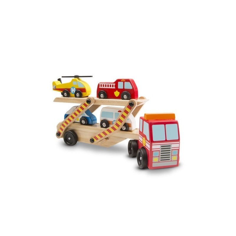 Melissa & Doug - Transportor cu Vehicule de urgenta