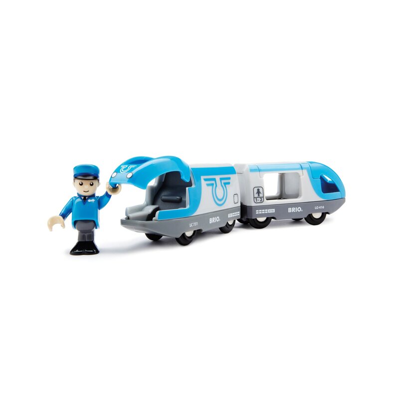Brio - tren din lemn de calatori , cu baterii