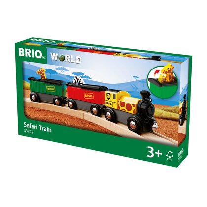 BRIO - Tren din lemn Safari , Cu 3 vagoane