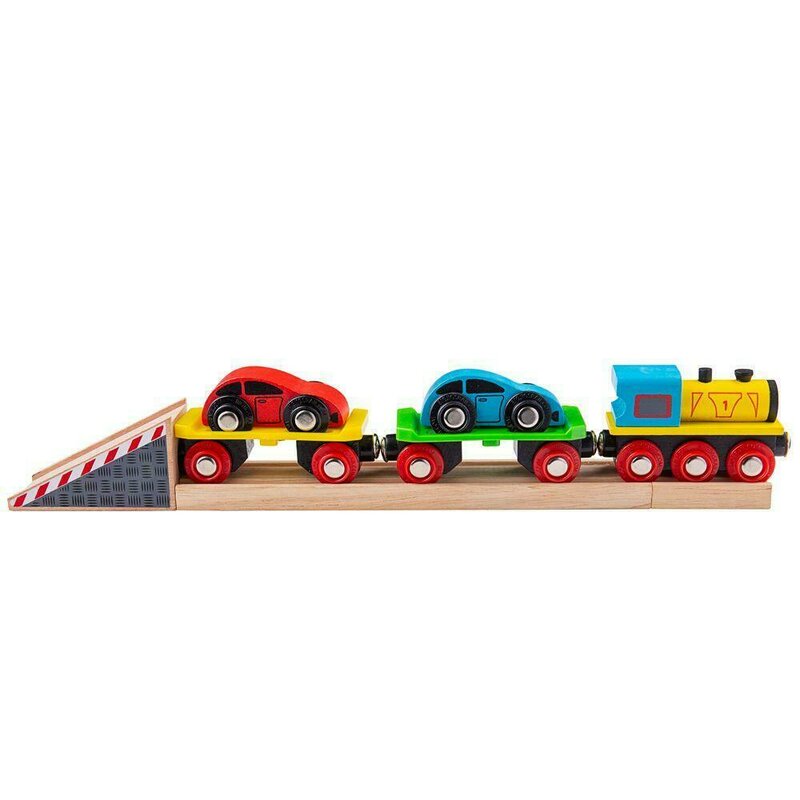 Bigjigs - trenulet cu platforma auto