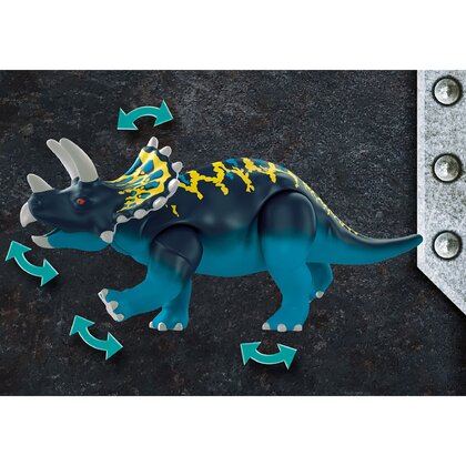 Playmobil - Set de constructie Triceratops - Batalia pentru piatra legendara , Dino Rise