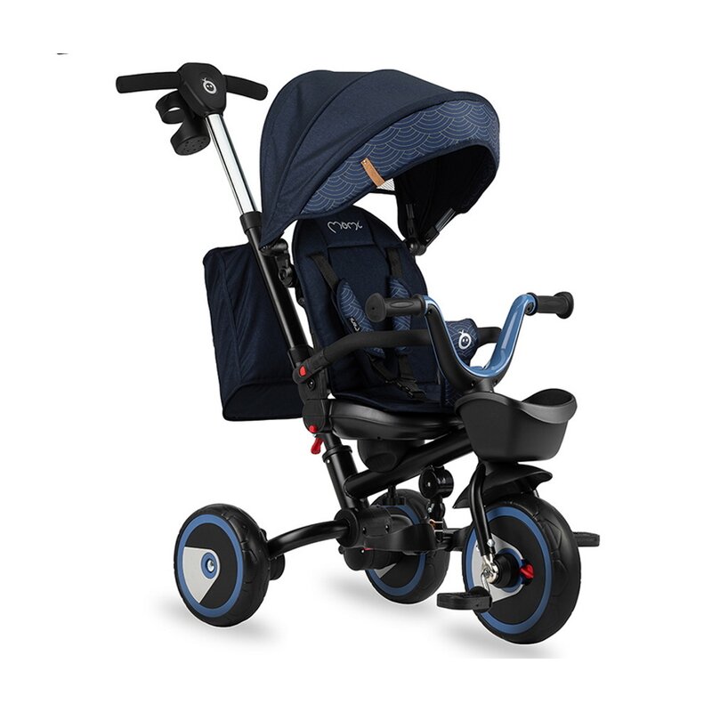 Tricicleta 5 in 1, momi invidia flow, scaun rotativ 360°, spatar reglabil, maner telescopic, centura in 5 puncte, pliabila, suport pahare, tapiterie usor de curatat