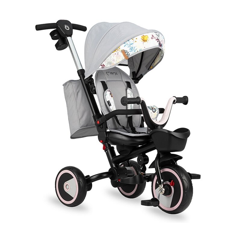 Tricicleta 5 in 1, momi invidia love, scaun rotativ 360°, spatar reglabil, maner telescopic, centura in 5 puncte, pliabila, suport pahare, tapiterie usor de curatat