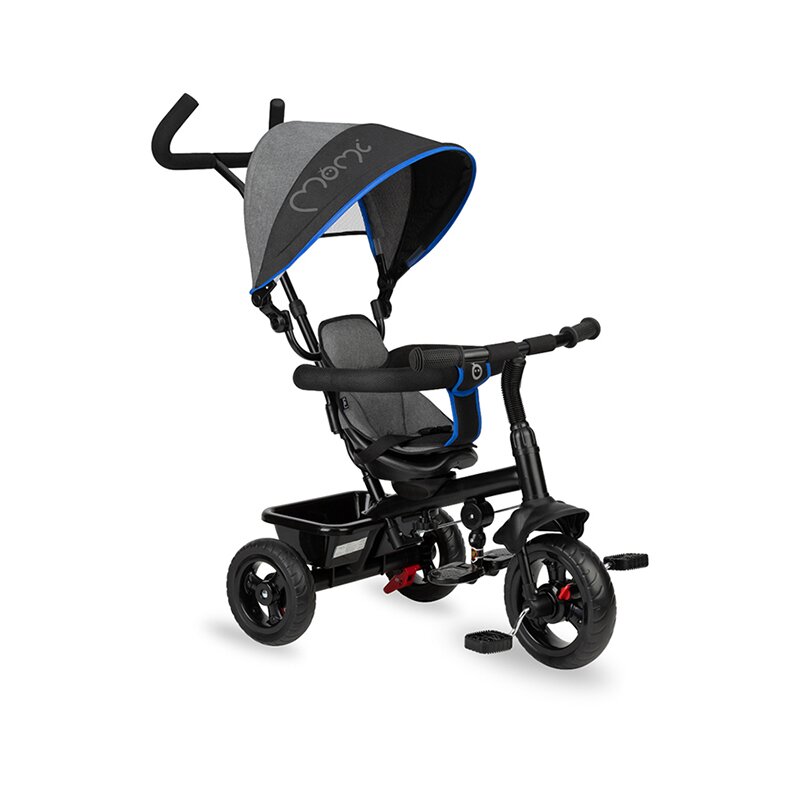 Tricicleta 5 in 1, momi iris cobalt, scaun rotativ 360°, suport pentru picioare detasabil, maner telescopic, cos pentru jucarii, materiale usor de curatat