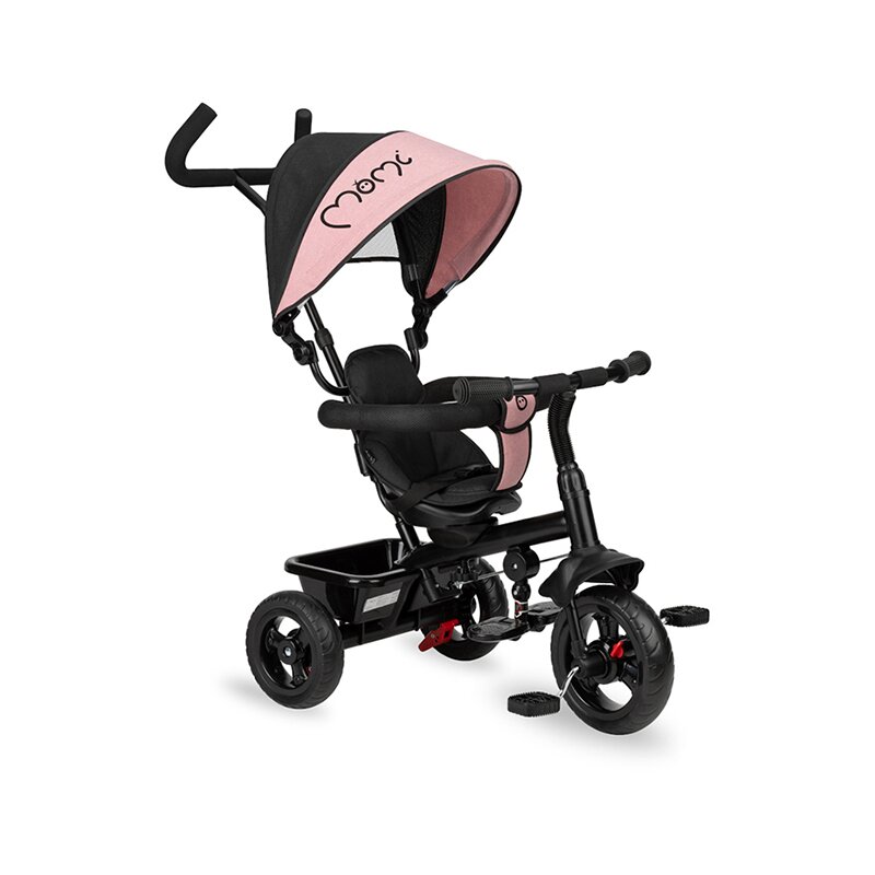 Tricicleta 5 in 1, momi iris pink, scaun rotativ 360°, suport pentru picioare detasabil, maner telescopic, cos pentru jucarii, materiale usor de curatat