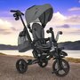 Tricicleta copii, Bebe Stars, Aviator, 5 in 1, Pliabila, Rotire 360 grade, Cu spatar reglabil, Include copertina reglabila, Bara detasabila, Suport picioare pliabil, Cu 2 suporturi pahar si geanta, Conform cu EN71-1,2,3, 1,5-5 ani, Grey - 2