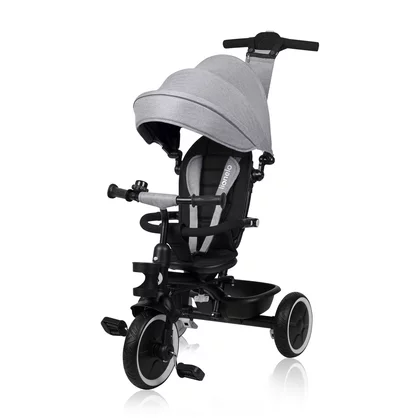 Tricicleta copii, Lionelo, Berry, 2 in 1, Multifunctionala, Suport picioare, Control al directiei, Scaun reversibil, Rotire 360 grade, Functie de roata libera, Utilizare pana la 5 ani, Constructie din otel, Conform cu standardul EN71, Gri, Resigilat