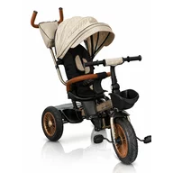 Tricicleta copii, Primabobo, Terra, Scaun rotativ 360, Maner reglabil pentru parinti, Roata libera, Suport pentru picioare rabatabil, Reglare scaun fata-spate, Roti gonflabile, 12 luni+, Pana la  25 kg, Bej
