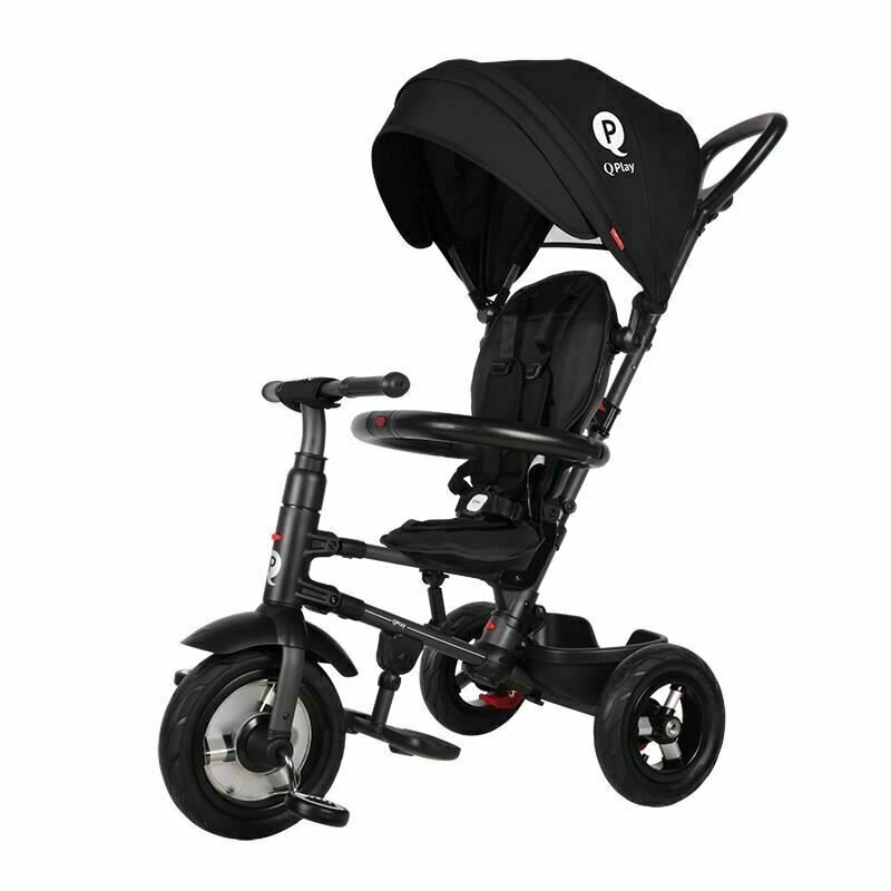 Qplay - tricicleta cu roti de cauciuc rito rubber negru