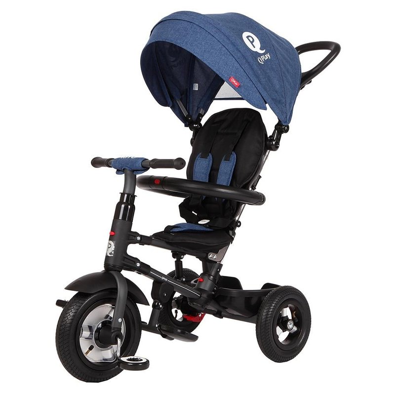 Qplay - tricicleta cu roti gonflabile de cauciuc rito air albastru inchis