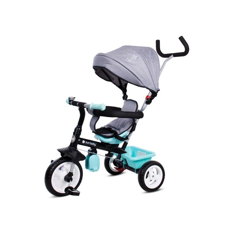 Tricicleta fresh 360 mecanism de pedalare libera, control al directiei, scaun reversibil, gri/turcoaz