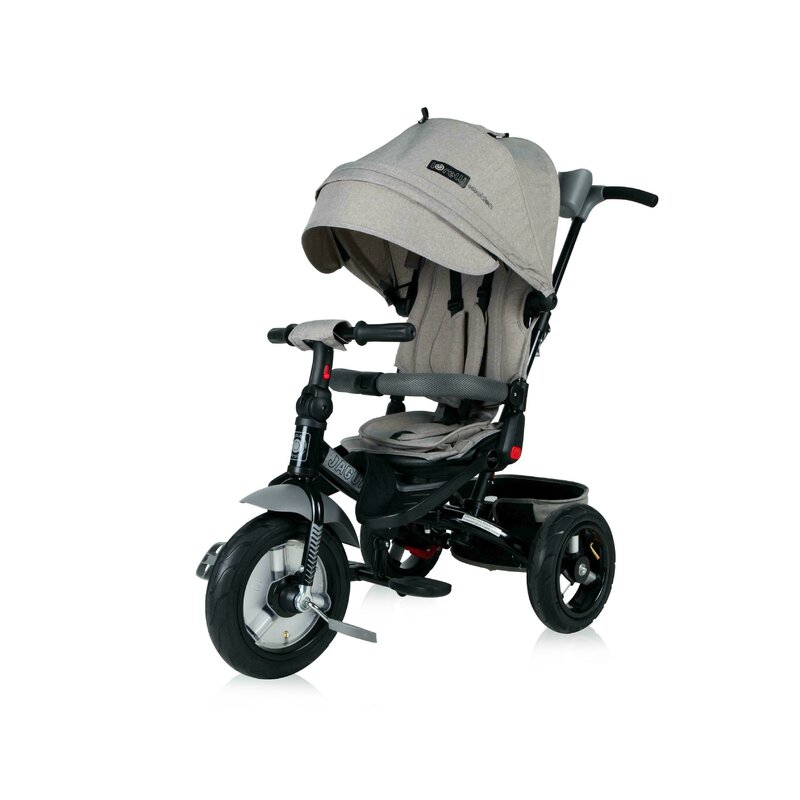 Lorelli - tricicleta jaguar air wheels suport picioare, control al directiei, rotire 360 grade, scaun reglabil luxe, gri