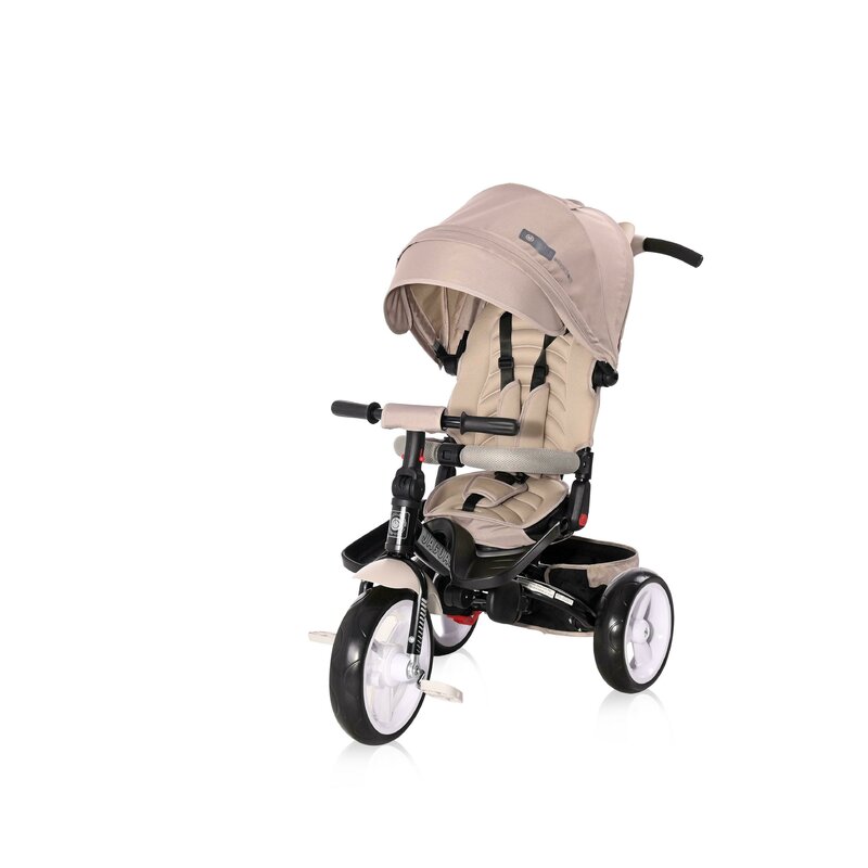 Lorelli - tricicleta jaguar eva wheels suport picioare, control al directiei, rotire 360 grade, scaun reglabil, bej