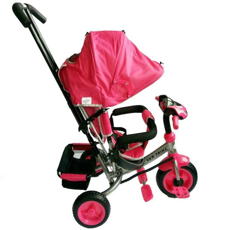 Baby mix - tricicleta lux trike mecanism de pedalare libera, suport picioare, control al directiei, spatar reglabil, cu sunete si lumini, roz