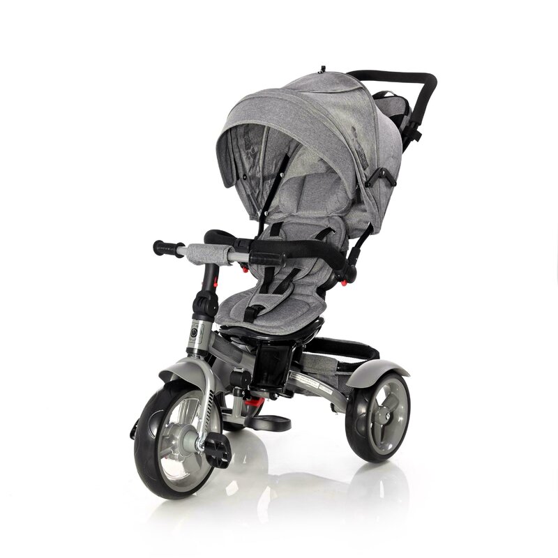 Lorelli - tricicleta neo eva wheels suport picioare, control al directiei, rotire 360 grade, scaun reglabil luxe, gri
