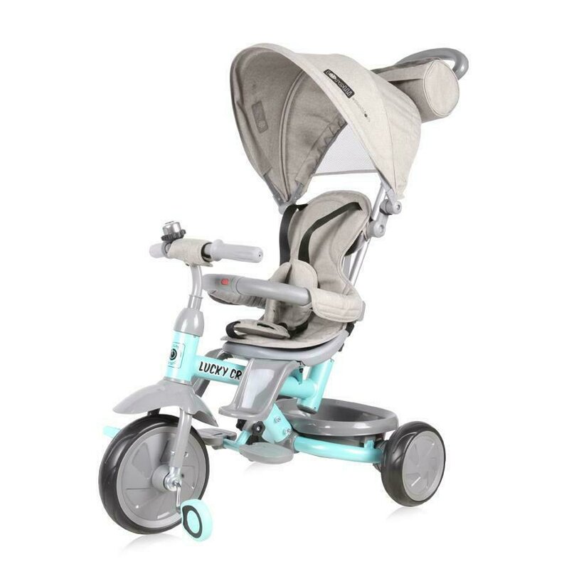 Lorelli - tricicleta pentru copii, lucky crew, multifunctionala, grey & green