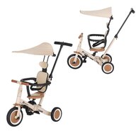 Tricicleta, Petite&Mars, Turbo Plus, 5 in 1, Multifunctionala, Vehicul de impins, Bicicleta cu/fara pedale, Cu maner de ghidaj, Detasabil, Roti din cauciuc, Capotina pentru soare, Pana la 25 kg, 1.5-5 ani, Bej