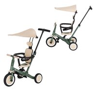 Tricicleta, Petite&Mars, Turbo Plus, 5 in 1, Multifunctionala, Vehicul de impins, Bicicleta cu/fara pedale, Cu maner de ghidaj, Detasabil, Roti din cauciuc, Capotina pentru soare, Pana la 25 kg, 1.5-5 ani, Verde