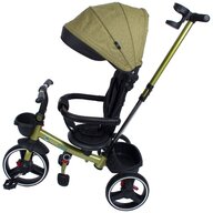 Kidscare - Tricicleta pliabila pentru copii Impera kaki, scaun rotativ, copertina de soare, maner pentru parinti 