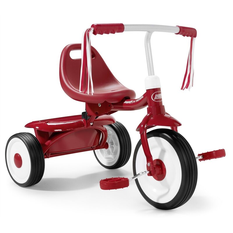 Radio flyer - tricicleta fold 2 go pliabila, scaun reglabil, rosu