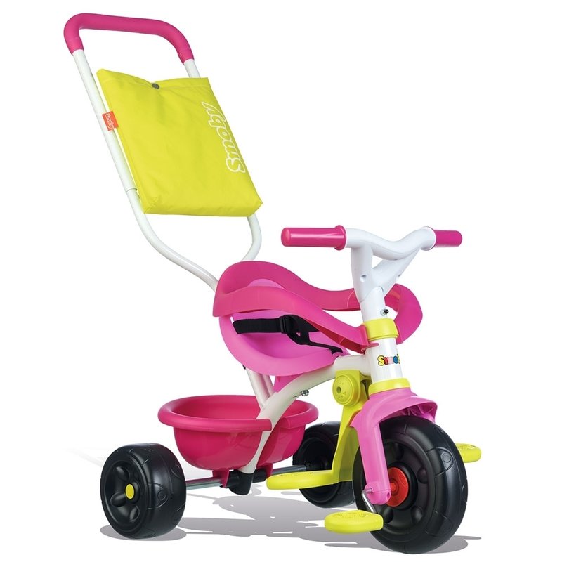 Smoby - Tricicleta Be Fun Confort Mecanism de pedalare libera, Suport picioare, Control al directiei, Roz