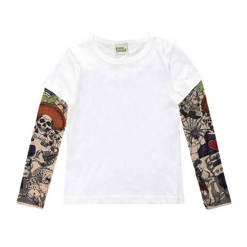 Tricou copii alb cu tatuaj (marime: 130, model: model c)