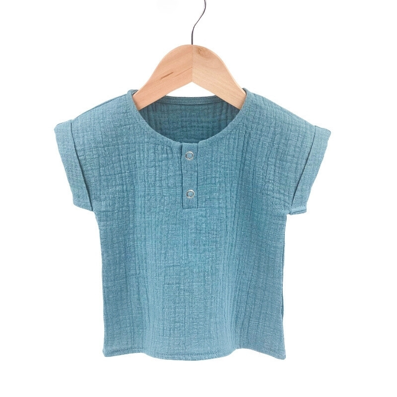 Tricou cu capse de vara pentru copii, din muselina, cold ice, 2 -3 ani