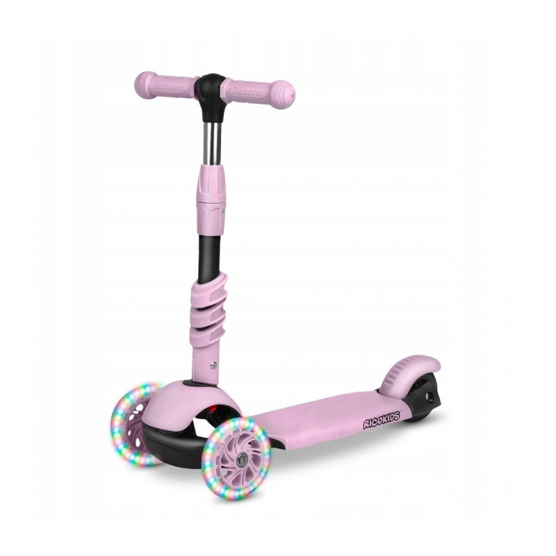 Trotineta 3 in 1 cu roti cu led ricokids cubi 765501 - roz