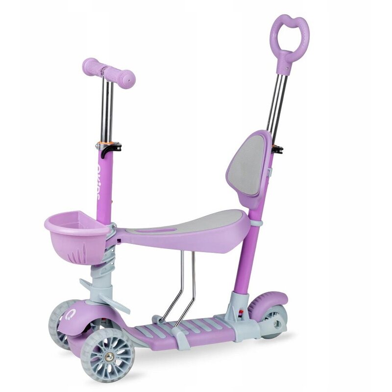 Trotineta 3 in 1, QKIDS, ILI Mov, cu 3 roti, Maner pentru parinte, Scaun reglabil pe 3 trepte, Frana flexbrake, Cos pentru accesorii, Pliabila